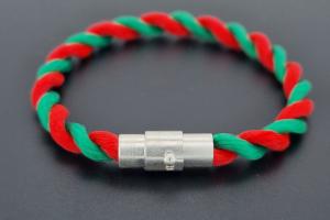 Fanartikel Seidenkordel - Armband, grn / rot , Lnge ca. 16cm