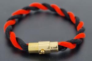 Fanartikel Seidenkordel - Armband, rot / schwarz , Lnge ca. 16cm