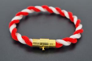 Fanartikel Seidenkordel - Armband, rot / weiss , Lnge ca. 16cm