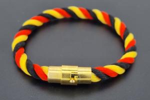Fanartikel Seidenkordel - Armband, schwarz / rot / gelb , Lnge ca. 16cm
