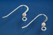 Earhook 20x15mm polished A-grad with bead Ø3mm 925/- Silver