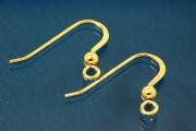 Earhook 20x15mm polished A-grad with bead Ø3mm 925/- Silver gold plated