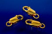 Trigger Clasp long with Ring 14mm 925/000 silver gold plated