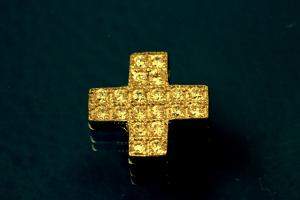 Pendant Cross 925/- Silver gold plated approx. sizes high14,0mm including loop on the back, wide 14,0mm, MS2,8mm,