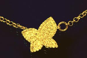 Schmetterlingcollier 925/- Silber vergoldet mit Zirkonia, Erbskette mit Federringverschluss,