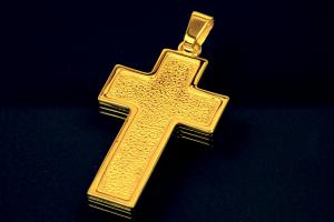 Pendant Cross 925/- Silver gold plated approx. sizes high 45,0mm including loop, wide 28,0mm, MS1,5mm,