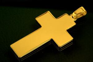 Pendant Cross 925/- Silver gold plated approx. sizes high 45,0mm including loop, wide 28,0mm, MS1,5mm,