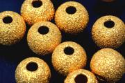 Beads 925/- gold plated heavy version, laser cut  ca.10mm, hole ca. 3,0mm