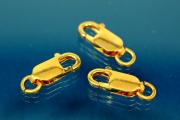 Trigger Clasp long with Ring heavy solid Model 13,8mm x 5,2mm 925/000 silver gold plated