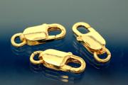 Trigger Clasp long with Ring heavy solid Model 16mm x 6,2mm 925/000 silver gold plated