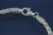 Zopfkette massiv ca.Ma�e �3,5mm mit Karabiner, ca. Ma�e Endglied A� 4,4mm, 925/- Silber, L�nge ca. 60cm