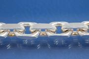 anchor chain 4 side diamond cut 925/- by meter, width ca. 8,8mm, wire thickness Ø 3mm, 925/- Silver