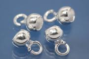 Bead capsules heavy variation Ø5mm with open loop, 925/- Silver