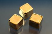 Cube diagonal gebohrt approx 10x10mm 999/- Silver gold plated
