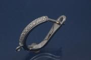 Leverback 925/- Silver rhodium plated with Cubic Zirconia, closed loop