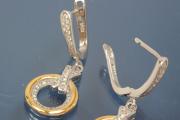 Ohrhnger mit gefasster Brisur 925/- Silber ca. Mae H35,0mm incl. Brisur, B14,0mm rhodiniert / teilvergoldet mit Zirkonia.