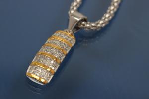 Pendant 925/- Silver rhodium plated / partially gold plated with Zirconia,