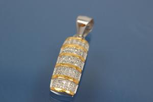 Anhnger 925/- Silber  rhodiniert / teilvergoldet mit Zirkonia