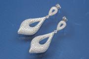 Ear post Two open Teardrop 925/- Silber rhodium plated, approx size length 43,0mm, wide 15,0mm, thickness 5,1mm,