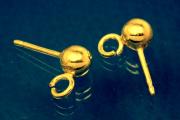 Ear stud with ball Ø 5mm  925/-Silver gold plated