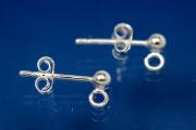Ball pin with loop and clutch  925/- Silver 3mm