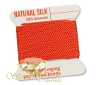 2m Natur Perlseide K�rtchen mit Nadel, korallrot, Nr.0 =  � 0,30mm