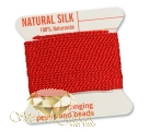 2m Natur Perlseide K�rtchen mit Nadel, rot, Nr.14 =  � 1,02mm