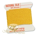 2m Natur Perlseide K�rtchen mit Nadel, hellgelb, Nr.8 =  � 0,80mm