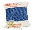 2m Natur Perlseide K�rtchen mit Nadel, blau, Nr.10 =  � 0,90mm