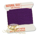2m Natur Perlseide K�rtchen mit Nadel, amethyst, Nr.14 =  � 1,02mm