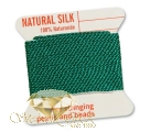 2m Natur Perlseide K�rtchen mit Nadel, gr�n, Nr.6 =  � 0,70mm