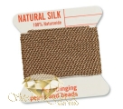 2m Natur Perlseide K�rtchen mit Nadel, beige, Nr.0 =  � 0,30mm