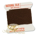 2m Natur Perlseide K�rtchen mit Nadel, braun, Nr.14 =  � 1,02mm