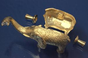 Schliee Elefant mattiert aufklappbar  925/- Silber vergoldet