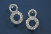 Ear post with two roundel 925/- Silver rhodium plated approx size high 20,9mm, wide 13,0mm, thickness 3,2mm