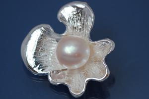 Anhnger Blume mit SW-Perle 925/- Silber