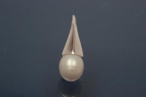 Anhnger pyramidenform Blumenkelch poliert mit SW-Perle 925/- Silber