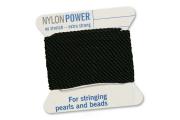 2m NylonPower Bead Cord on card with needle, black, No.0 =  Ø 0,30mm
