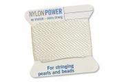 2m NylonPower Bead Cord on card with needle, white, No.14 =  Ø 1,02mm