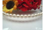 Strand Freshwater Pearls, White, round ca. 7,5-8mm, Length ca. 39-40cm