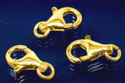 Trigger Clasp with open Ring 16 mm 925/- Silver gold plated