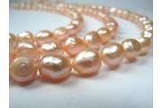 Strand Freshwater Pearls, Peach, Baroque ca. 7-7,5mm, straight drilled, Length ca. 39-40cm