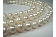 Strand Freshwater Pearls, Potato White,  ca. 7,5-8mm, Length ca. 39-40cm