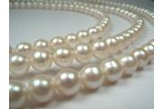 Strand Freshwater Pearls, White, semi-round ca. Ø7,5-8mm, Length ca. 39-40cm