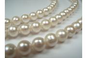 Strand Freshwater Pearls, White, semi-round ca. 7,5-8mm, Length ca. 39-40cm