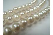 Strand Freshwater Pearls, White, Potato ca. 6,5-7mm, Length ca. 39-40cm