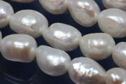 Strand Freshwater Pearls, White, Baroque ca. 8-9mm, straight drilled, Length ca. 39-40cm