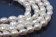 Strand Freshwater Pearls, White, Baroque ca. 8-9mm, straight drilled, Length ca. 39-40cm
