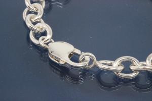 Bracelet Round Anchor Chain 925/- Silver with pattern, width ca. 7mm, Length ca. 50cm