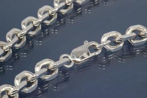 Halskette Ankerkette 925/- Silber diamantiert, Breite ca. 8,7mm, Lnge ca. 45cm